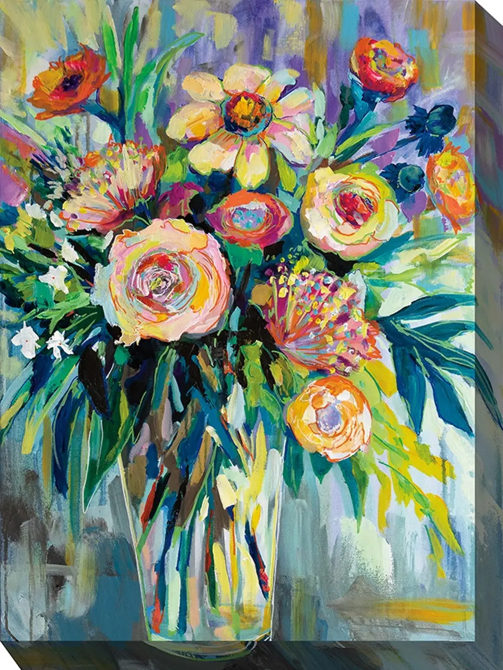 Multi Color Floral Showoffs Patio Canvas Outdoor-Indoor Wall Art-1