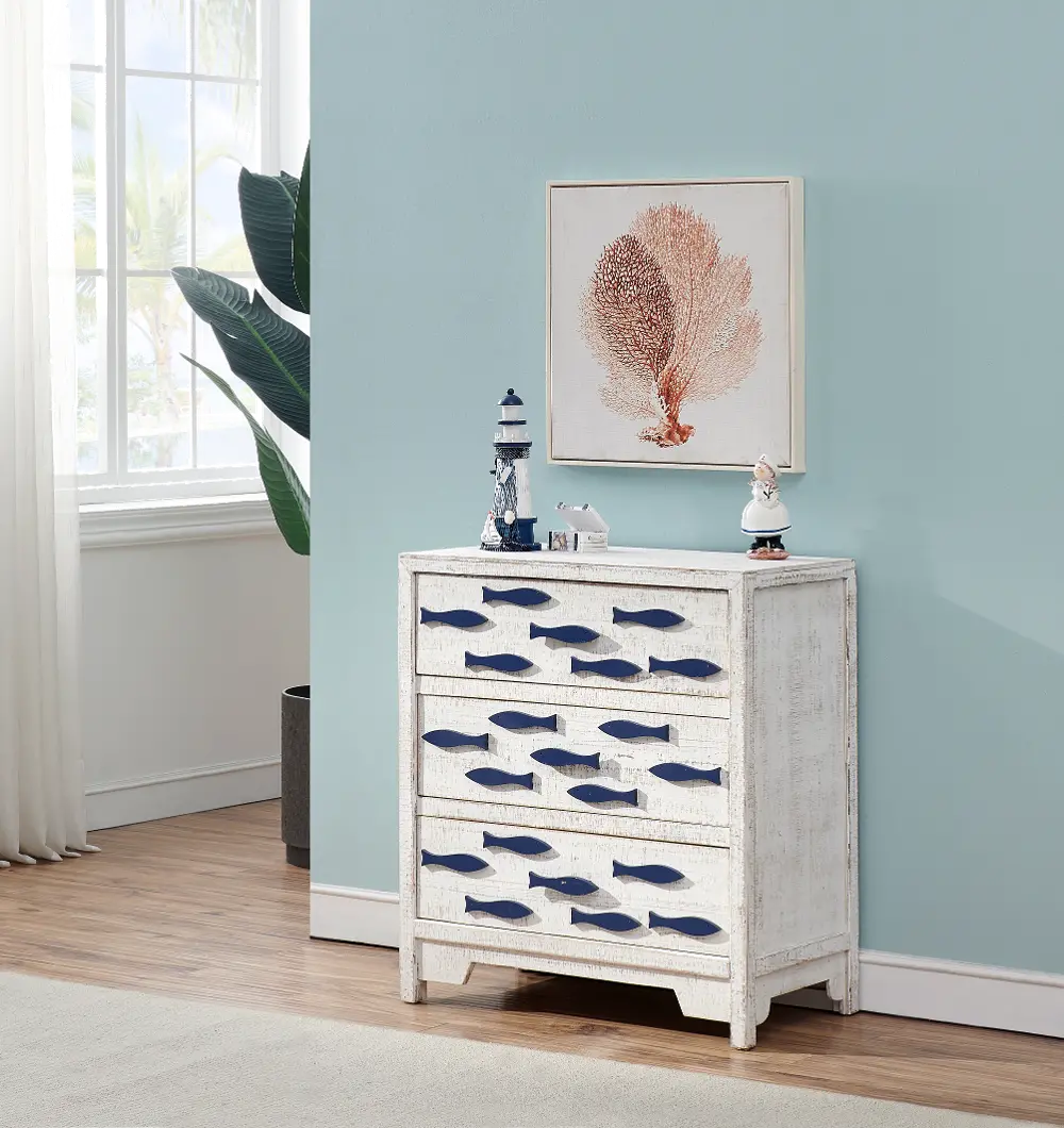 51508 School's Out White and Blue 3 Drawer Dresser-1