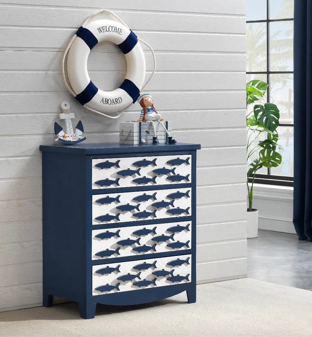 51509 School's Out Blue and White 4 Drawer Chest-1