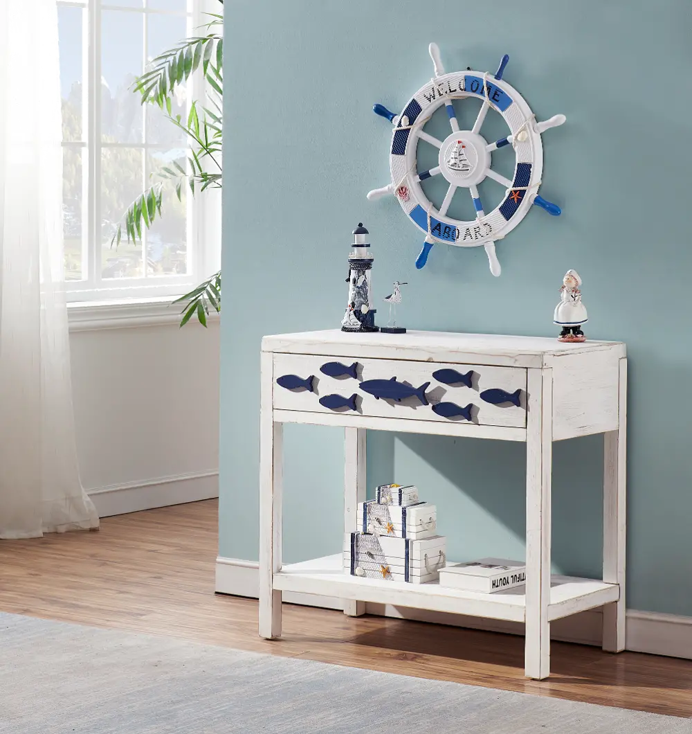 51514 School's Out Blue and White Accent Table-1