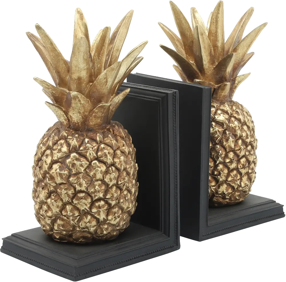 Black and Gold Pineapple Bookend Pair-1
