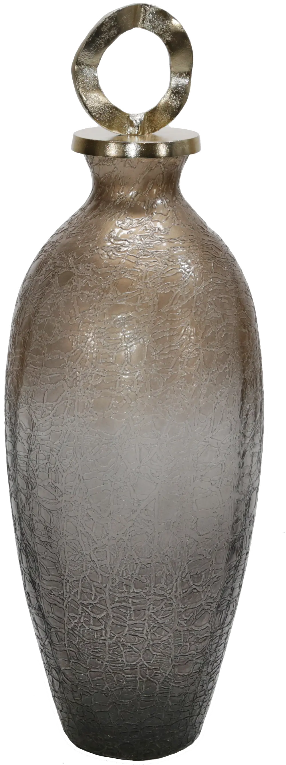 21 Inch Bronze Glass Alabastron Jar with Aluminum Lid-1