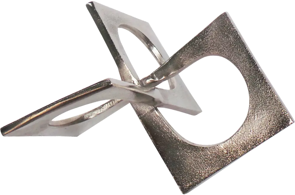 9 Inch Linked Square Silver Metal Tabletop Sculpture-1
