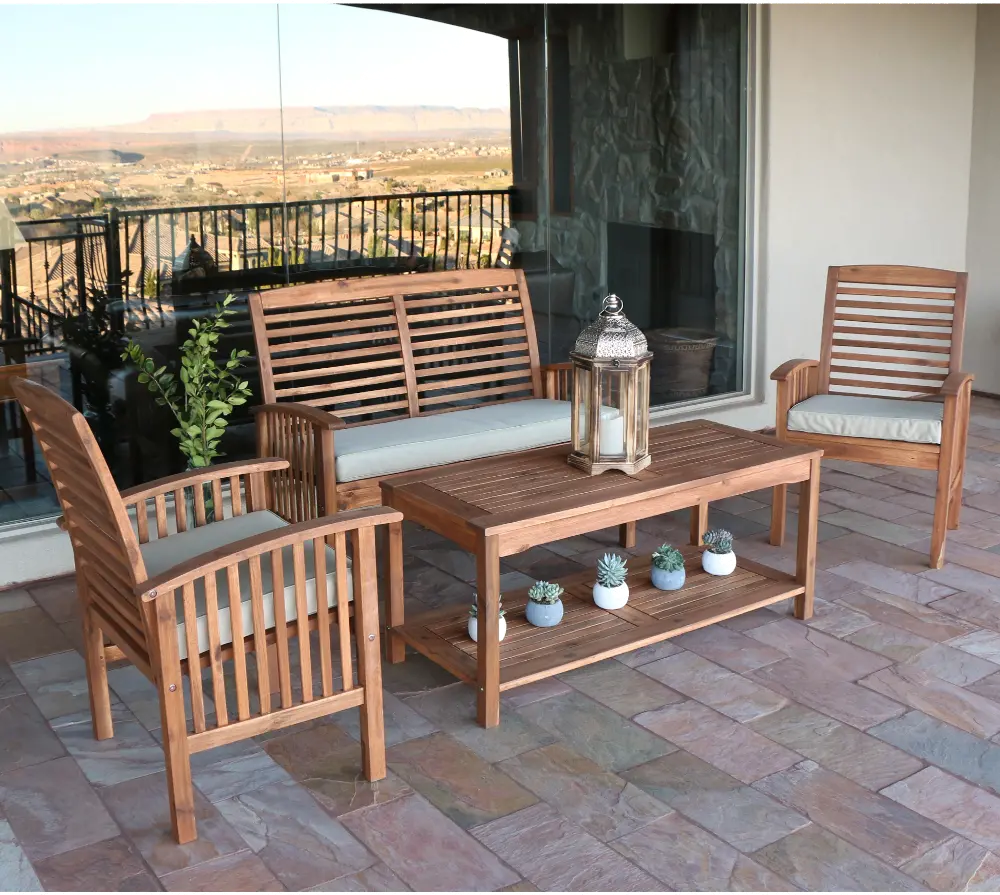 OW4SBR Light Brown Conversation Set with Coffee Table - Walker Edison-1