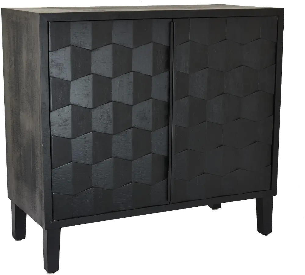 Charcoal Gray Two Door Accent Cabinet with Inlay Pattern-1