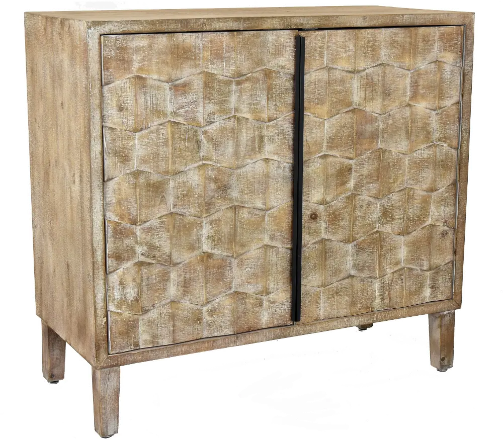Taupe Two Door Accent Cabinet with Inlay Pattern-1