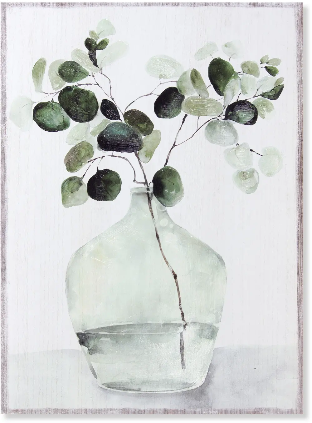 Eucalyptus in Vase Painting on Plaque-1
