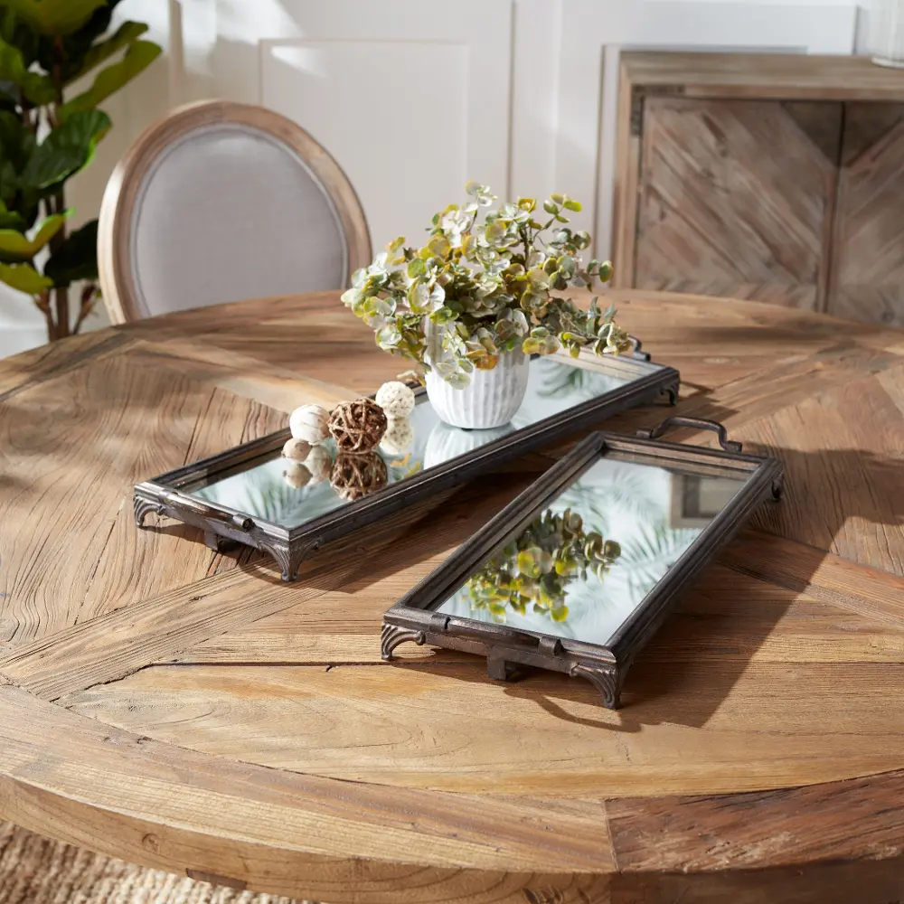 28  Iron Mirrored Tray - Ivory-2