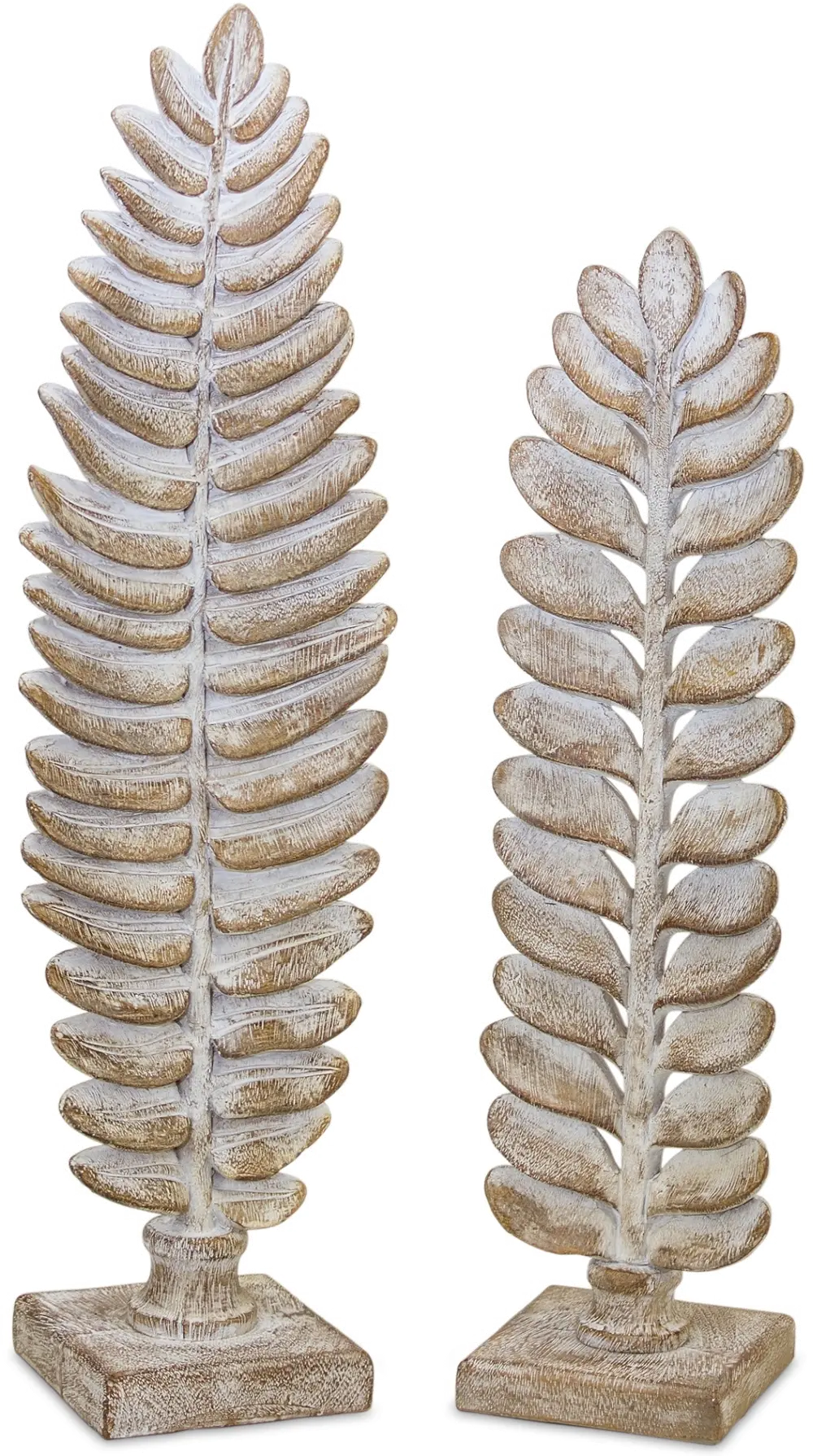 White and Brown 17 Inch Resin Fern Leaf on Stand-1