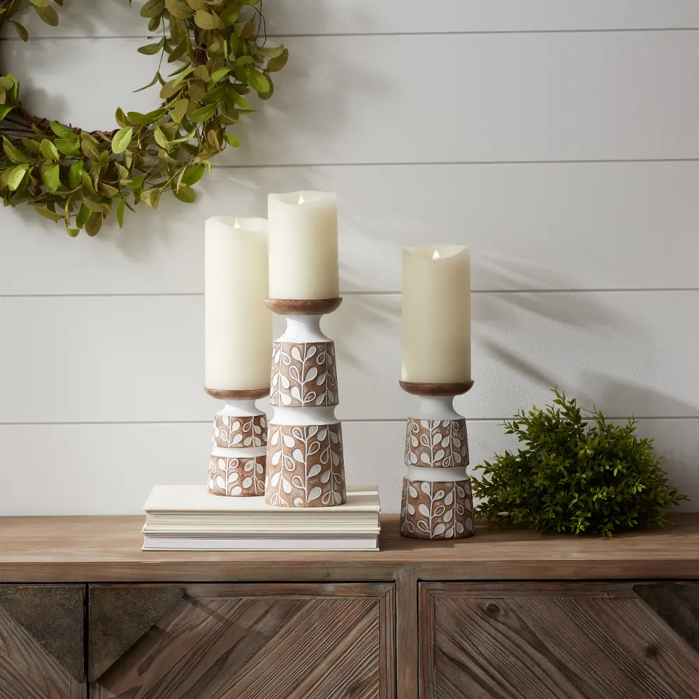 10  White Wash Resin Candle Holder - Orchard-2