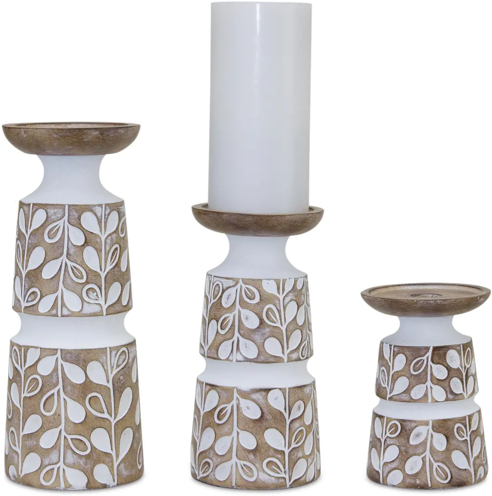 White Wash 5 Inch Resin Candle Holder - Orchard-1