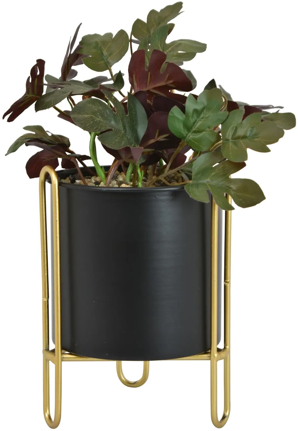 Multi Color Faux Plant in Black Planter with Metal Stand-1