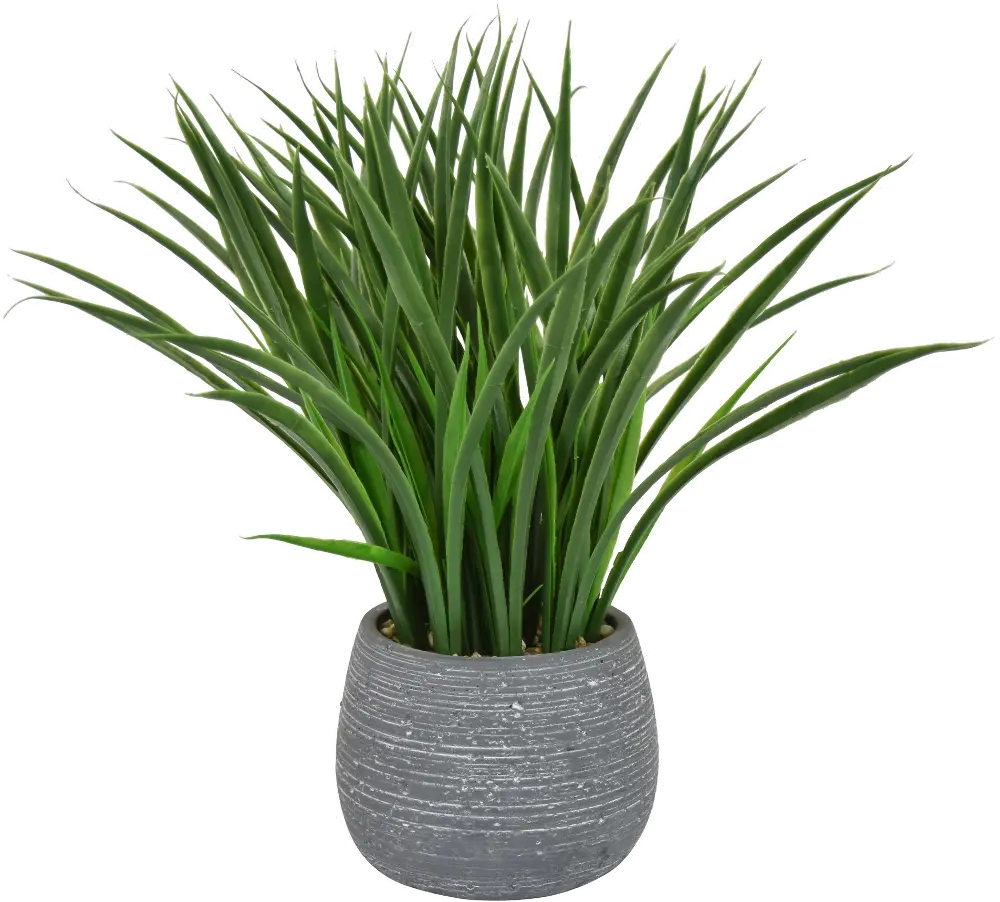 Faux Green Plant Arrangement in Gray Planter-1