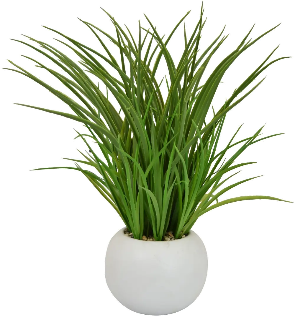 Green Faux Plant Arrangement in White Planter-1