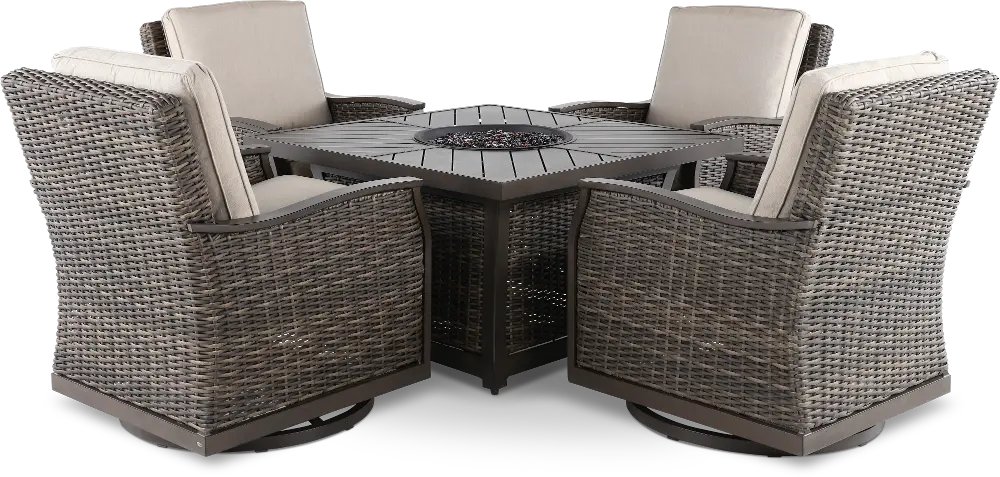 5PC/FIRE/TRNT/OUTD Trenton 5-Piece Brown Patio Fire Pit Set-1