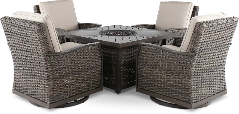 Trenton 5-Piece Brown Patio Fire Pit Set