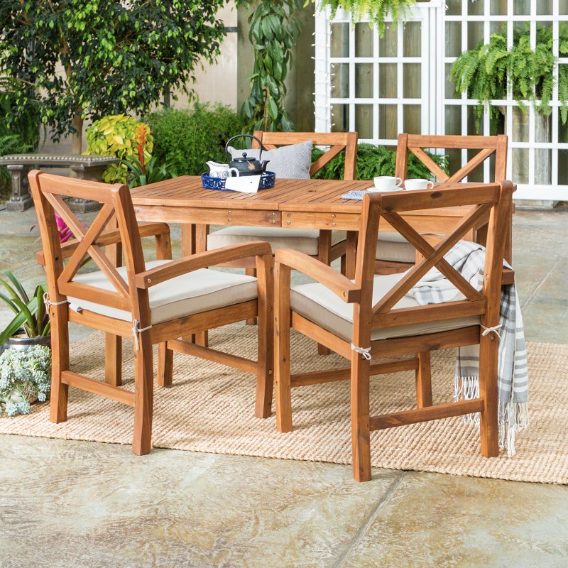 5 Piece Light Brown Rustic Patio Dining Set Rc Willey - Rustic Patio Dining Table