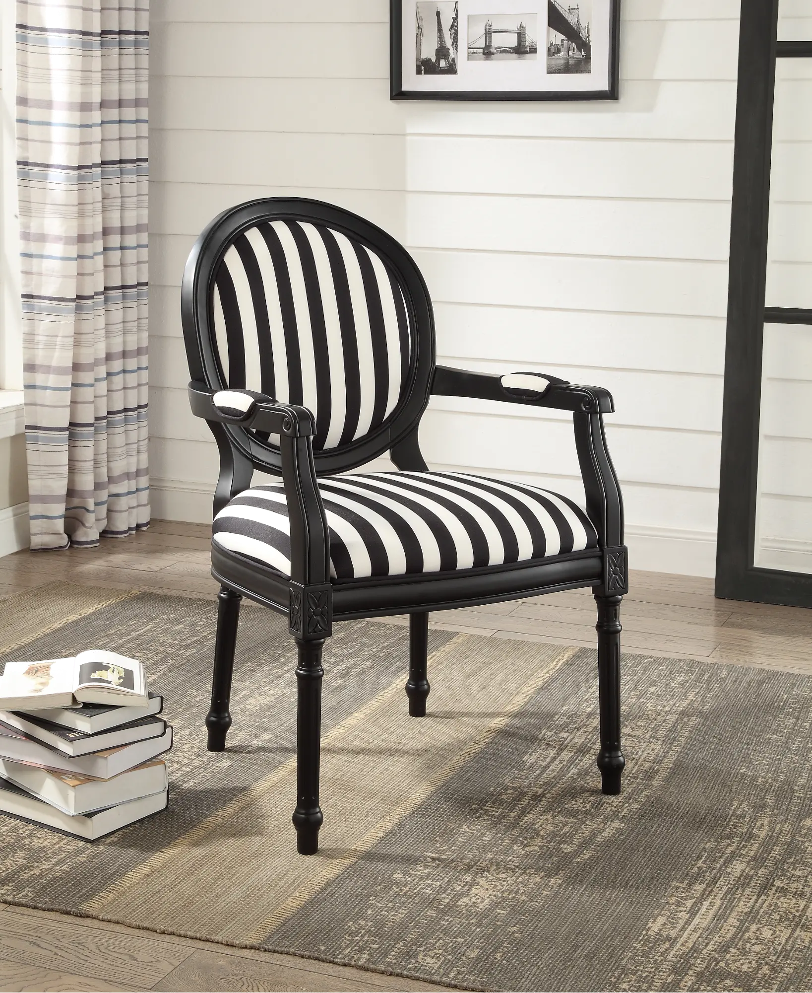 96534 Champion Black and White Accent Chair sku 96534