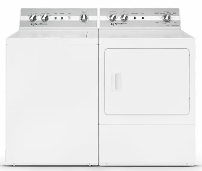 Speed Queen SQWADRE50031 Side-by-Side Washer & Dryer Set with Top Load  Washer and Electric Dryer in White