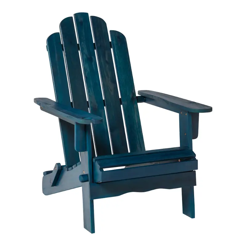 Blue Adirondack Patio Chair with Glass Holder