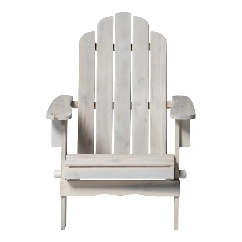White Adirondack Patio Chair with Glass Holder