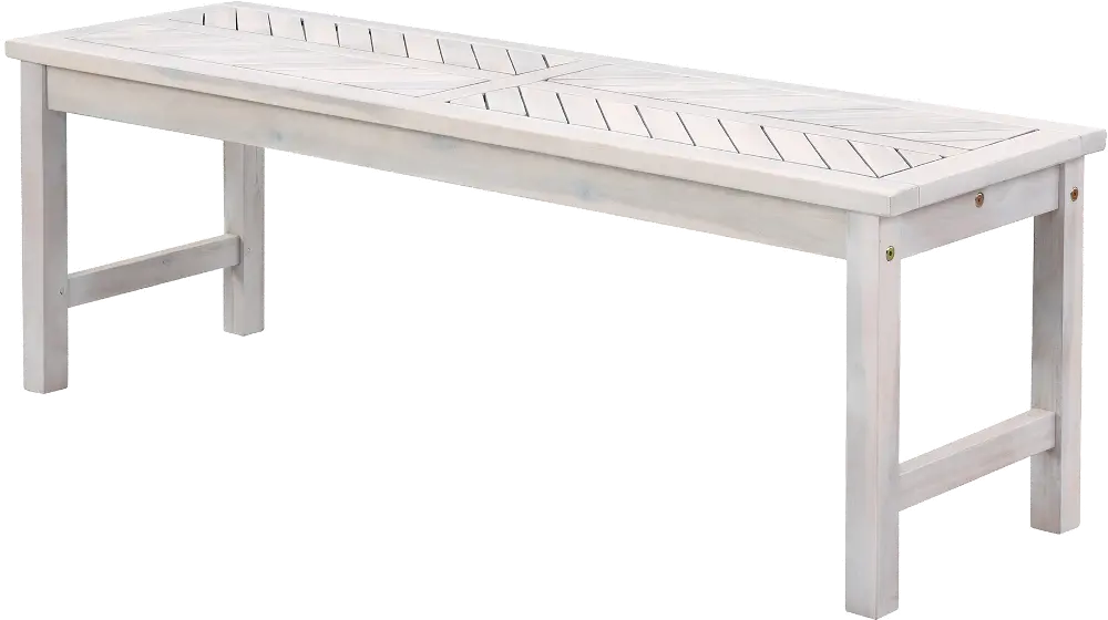 OWB53VINWW Vincent White 53 Inch Patio Dining Bench-1