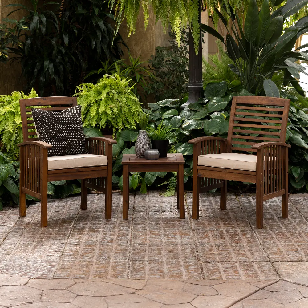OWC3CGDB Dark Brown Patio Set with Side Table-1