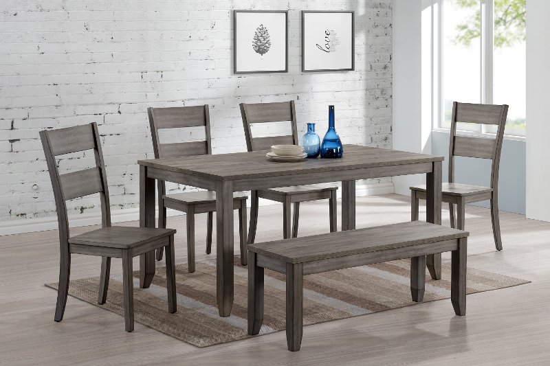 Clearance Weathered Gray 6 Piece Dining Room Set - Sean