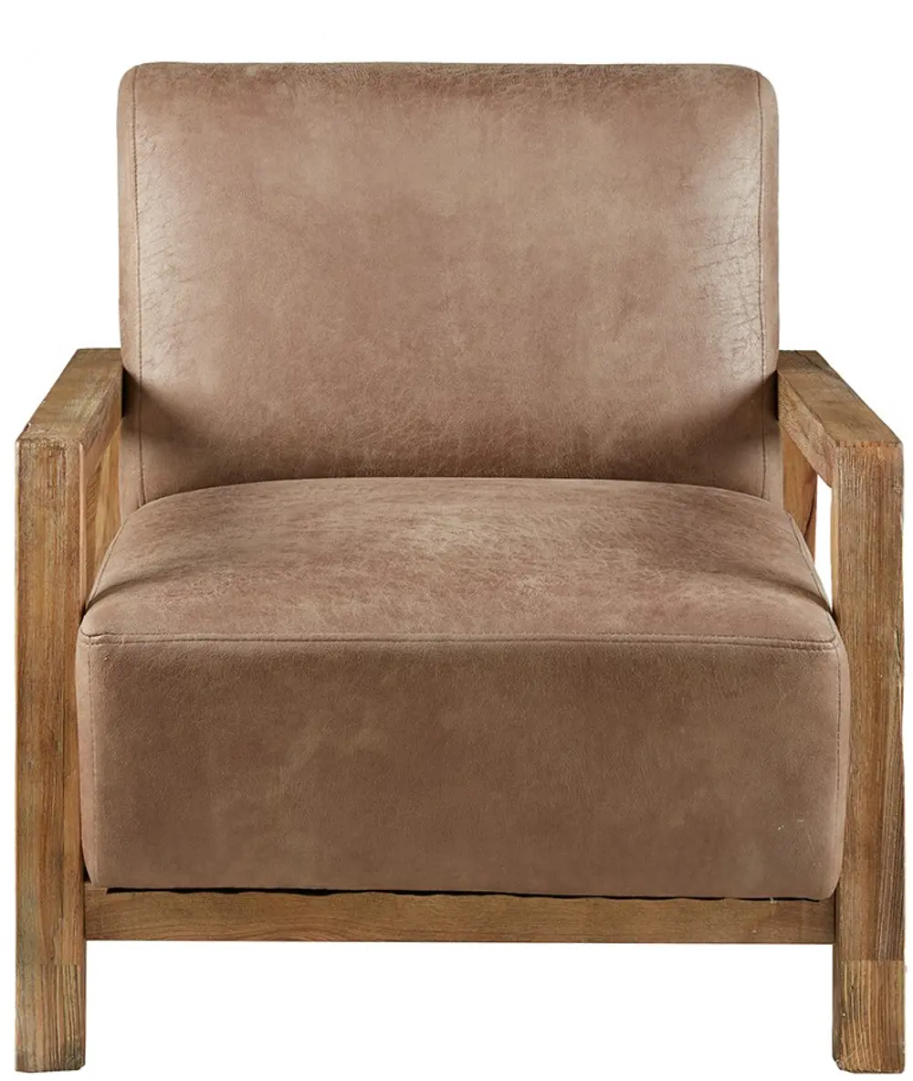 Ink+Ivy Mid Century Modern Taupe Faux Leather Accent Chair-1