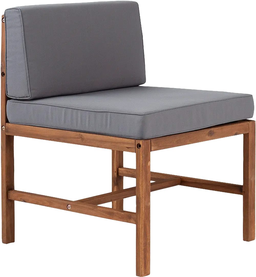 OWSANCHBR Light Brown Patio Side Chair with Gray Cushion - Walker Edison-1