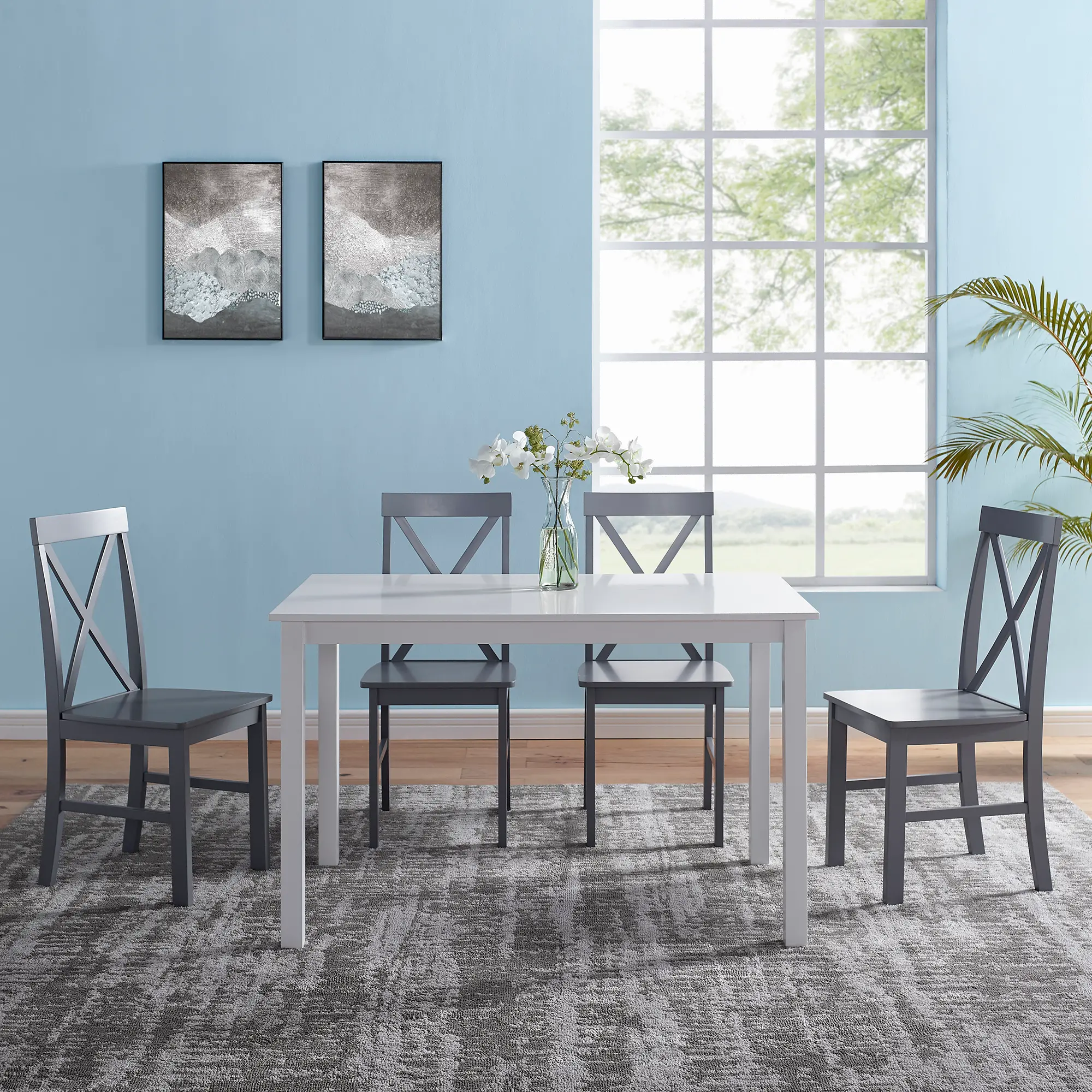 TW485PCXBGY Mc Hale White and Gray 5 Piece Dining Room Set - W sku TW485PCXBGY