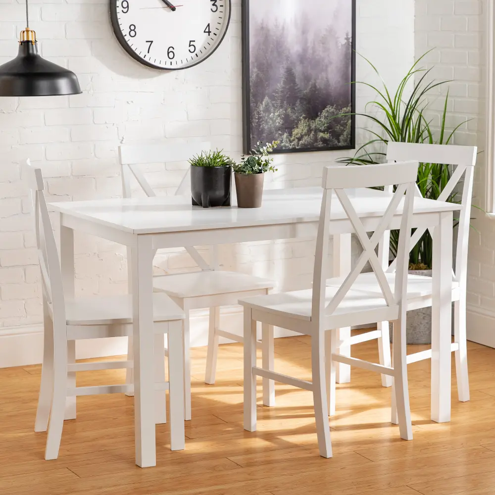 TW485PCXBWH McHale White 5 Piece Dining Room Set - Walker Edison-1