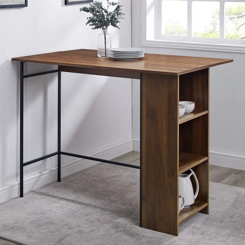 TW48LNDLDW Brown Storage Counter Height Dining Room Table - Lena-1