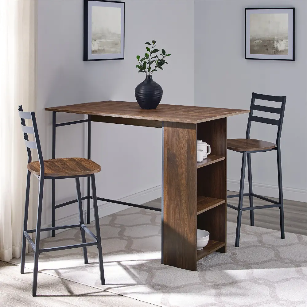 TW48LNSB3PDW Brown Storage 3 Piece Counter Height Dining Room Set - Lena-1