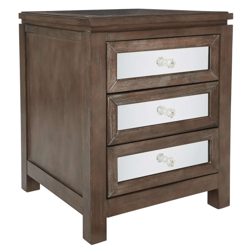 Rustic Brown and Mirrored 3 Drawer Accent Chest - Leyton-1