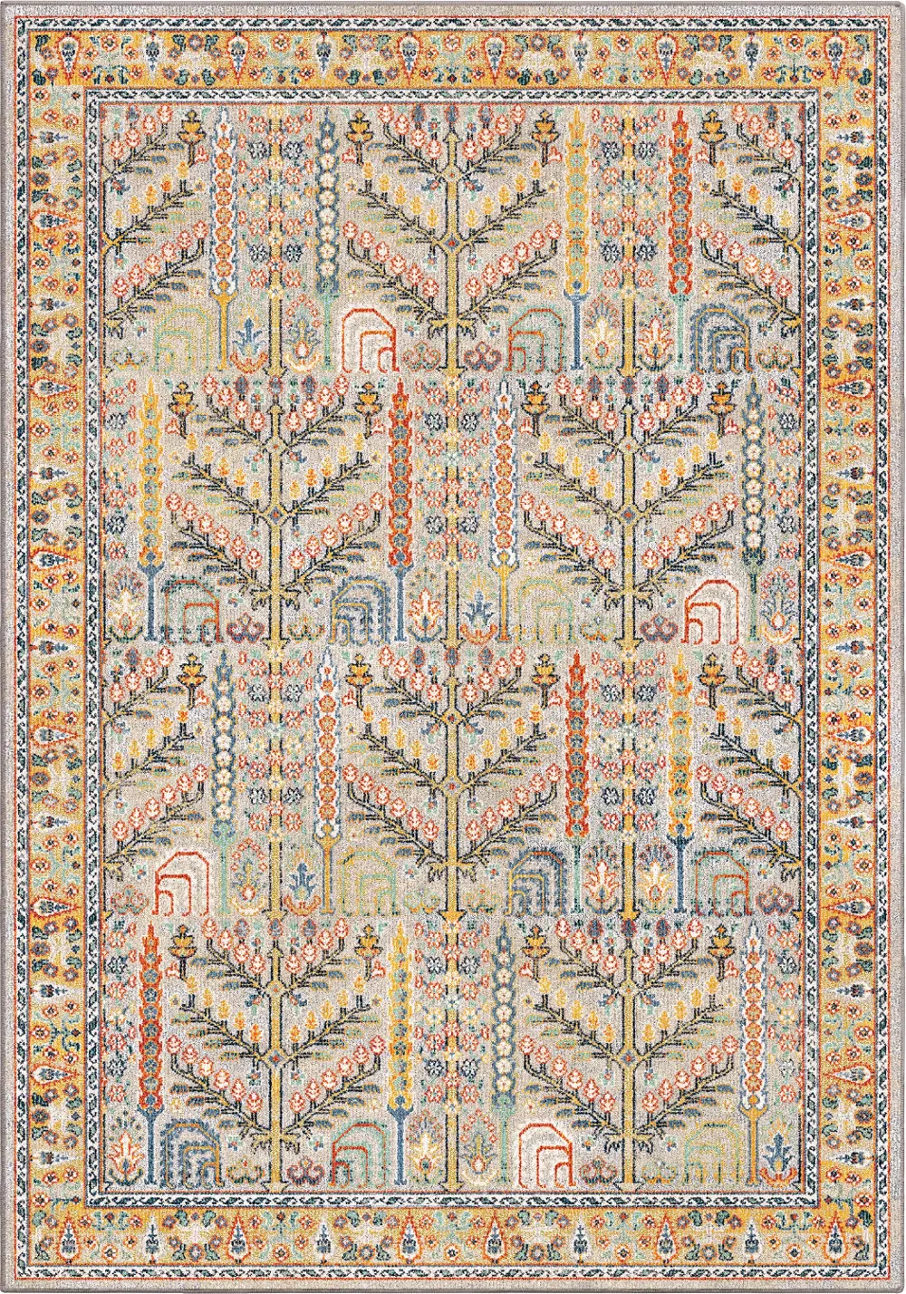 9512/5X8-SAFAVID Imperial 5' x 8' Safavid Yellow and Gray Area Rug-1