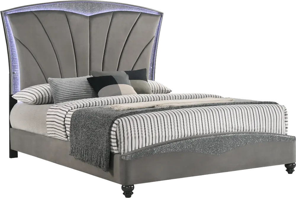 Contemporary Gray Queen Upholstered Bed - Frampton-1