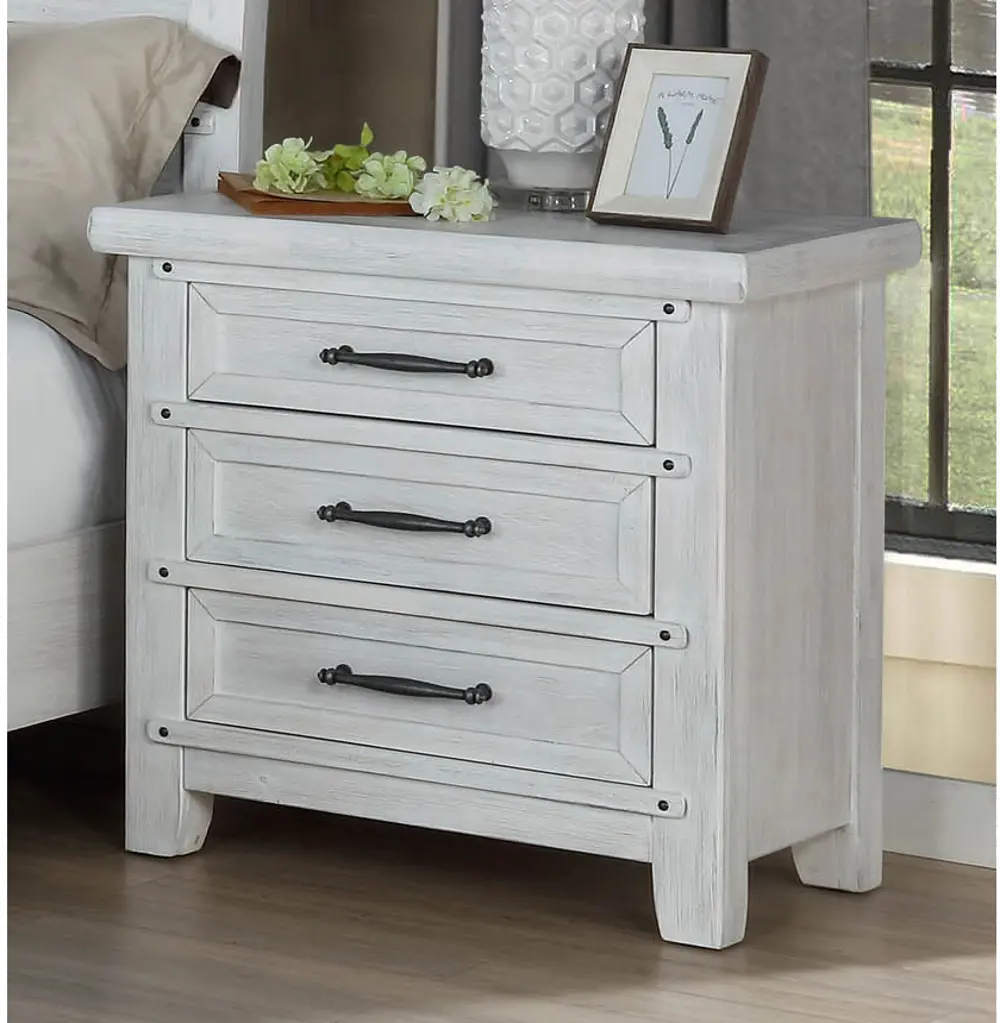 Maybelle Farmhouse White Nightstand-1