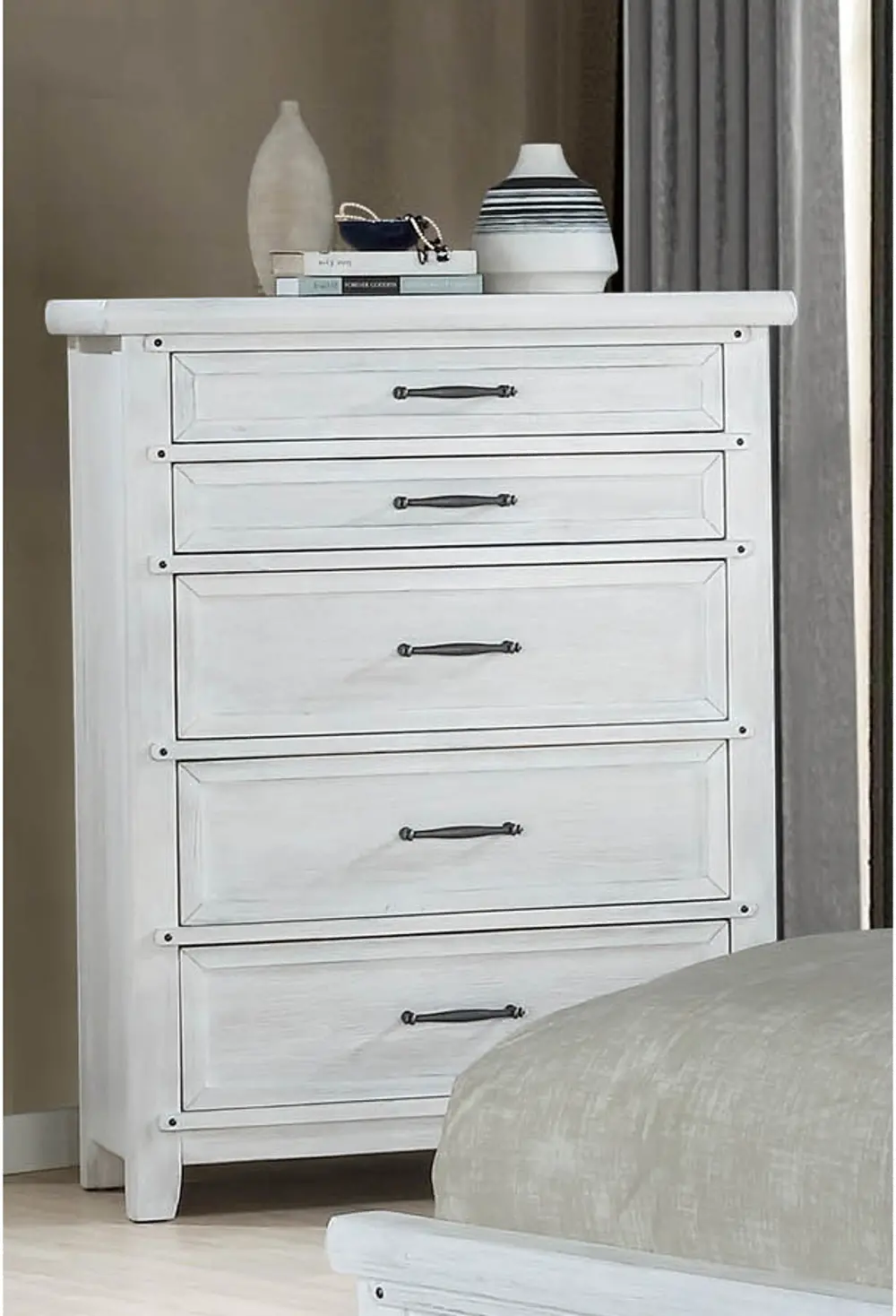 Maybelle Farmhouse White Chest of Drawers-1
