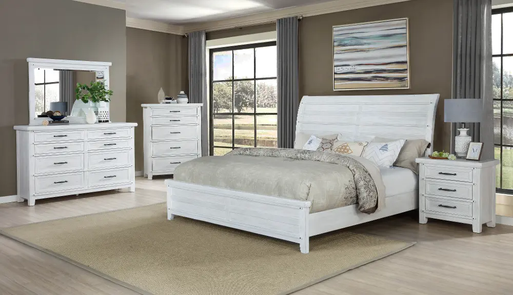 Maybelle Farmhouse White 4 Piece Queen Bedroom Set-1