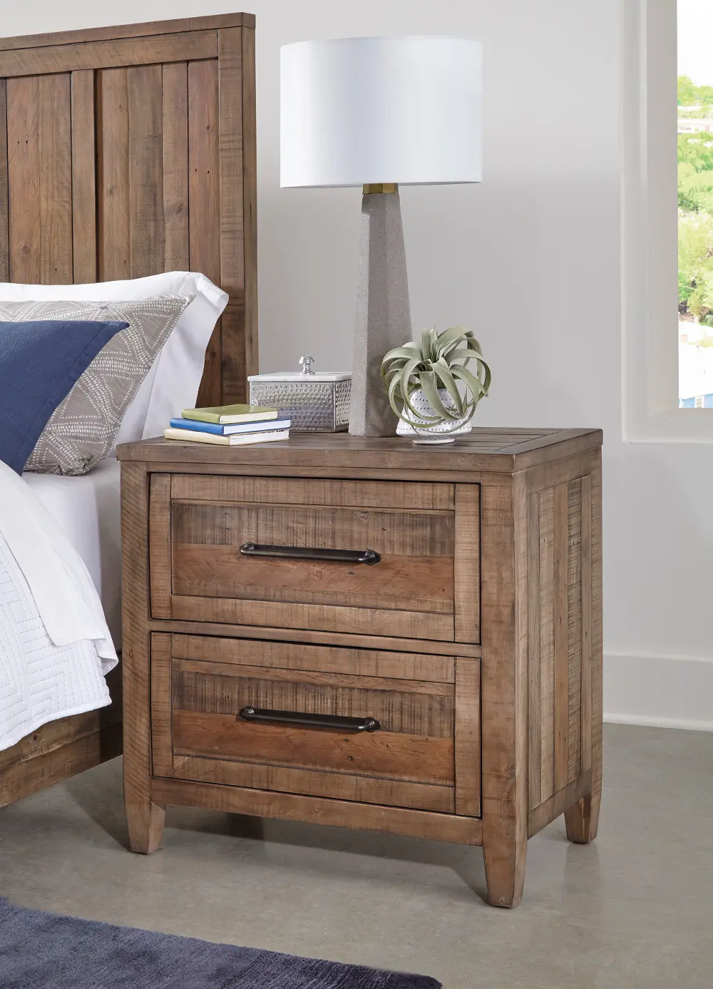 Hollow Hills Rustic Farmhouse Reclaimed Pine Nightstand-1