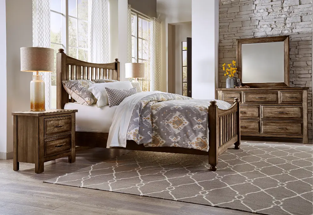 Maple Road Classic Brown 4 Piece King Bedroom Set-1