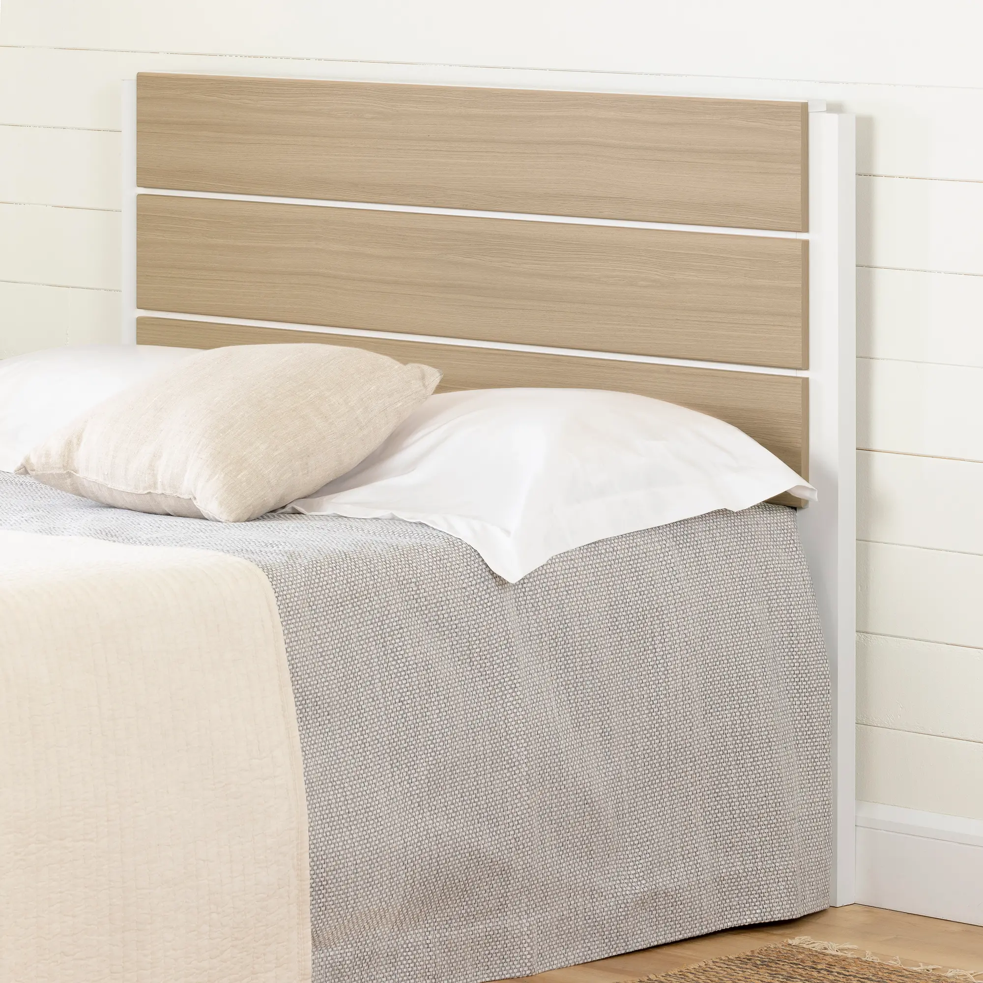 13206 Contemporary White and Elm Full Headboard - South  sku 13206
