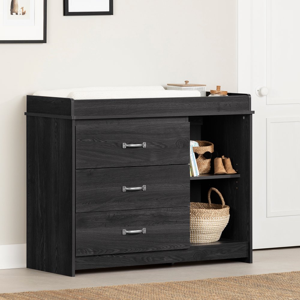 Tassio Farmhouse Gray Oak Changing Table - South Shore