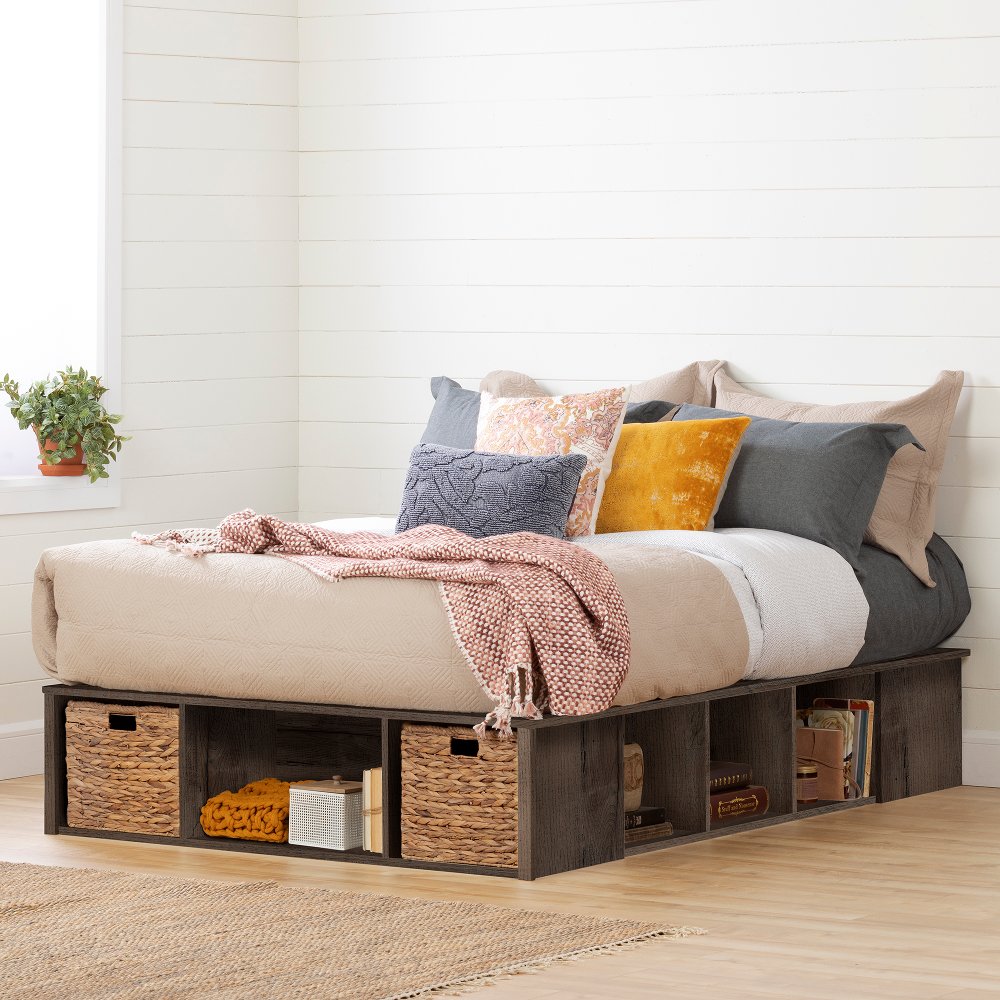 Fall Oak Full Storage Bed with Baskets - South Shore