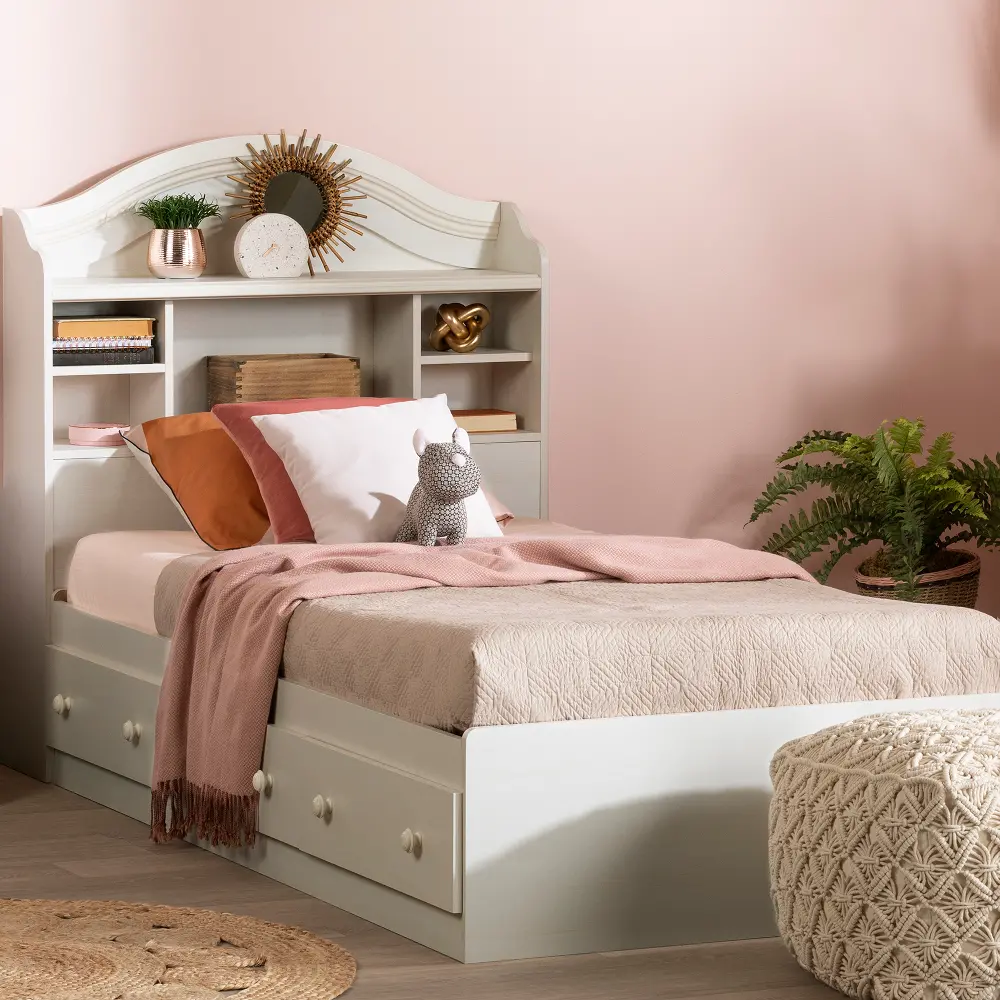12505 Cottage White Wash Twin Storage Bed - Summer Breeze-1