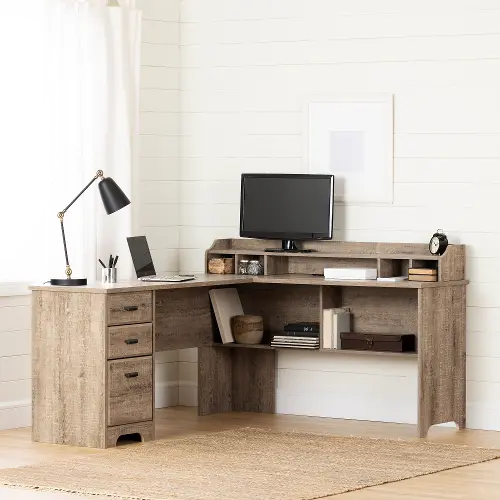 Versa Weathered Oak L-Shaped Desk