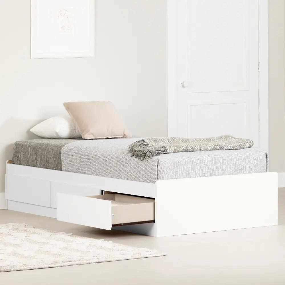 13718 Munich Contemporary White Twin Mates Storage Bed - South Shore-1