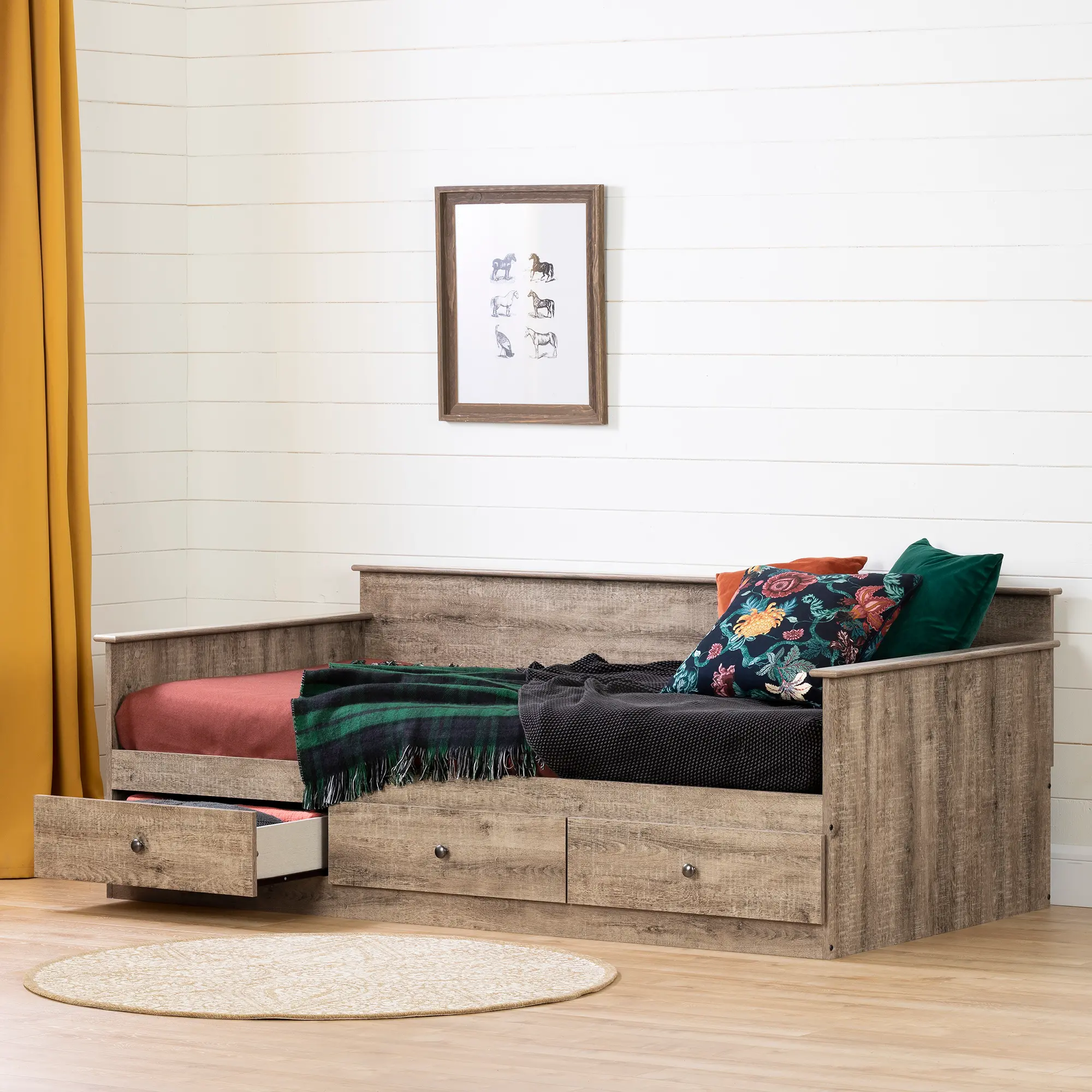 Tassio Farmhouse Weathered Oak Daybed - South Shore