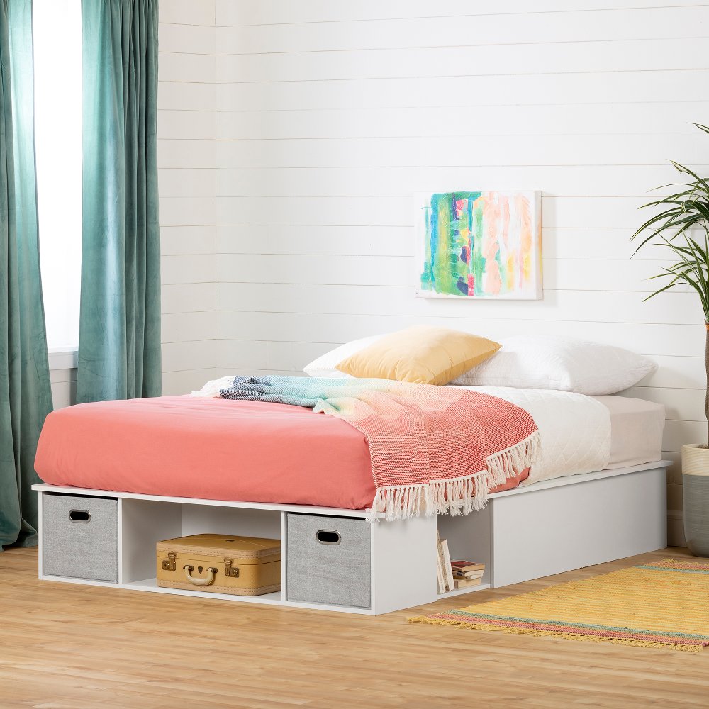 Vito Pure White Storage Bed - South Shore